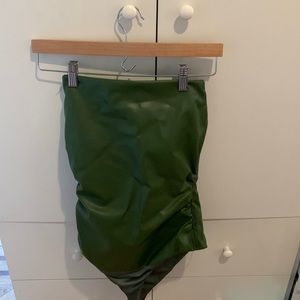 ZARA Faux Leather Bodysuit - Light Khaki